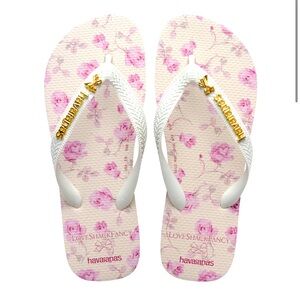 Havaianas Floral Pink and White Flip Flops